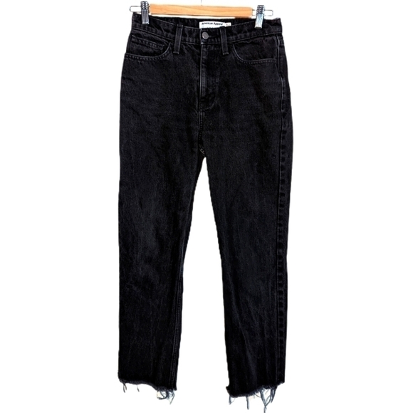 AMERICAN APPAREL Black Cotton High-Rise Raw Edges Jeans Size 27 - Picture 1 of 11